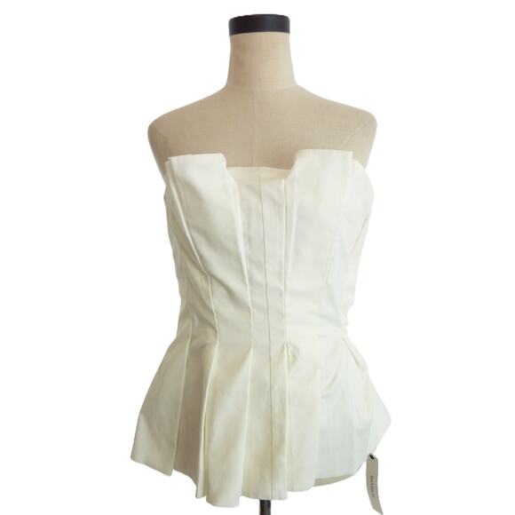 Reformation Ashlyn Top White Pleated Tube Top 2 White Ivory Beau Cocktail Party - Picture 1 of 7